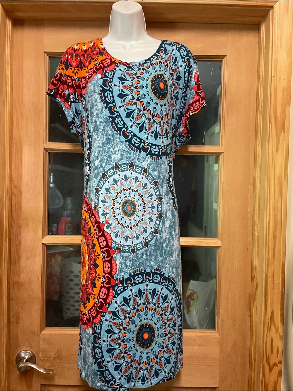 Popyoung 3XL Multicolor Printed Top - Orange & Teal Accents